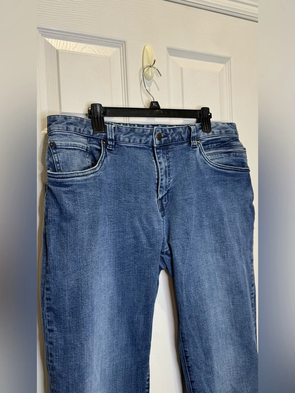 PrAna Breathe Men's 38x32 Straight Leg Denim Blue Jeans Zipper Pocket